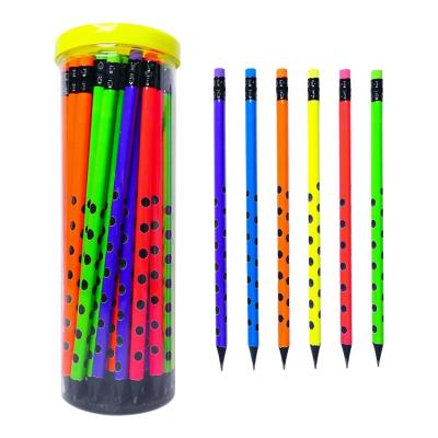 China School Sharpened Fluorescent Paint Wooden Pencil HB Soft Triangle Black Wooden Pencil Graphite Pencil With Eraser for sale