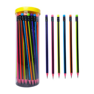 China Soft Wooden School Pencil HB 6 Triangle Lined Colors Graphite Pencil With Eraser for sale