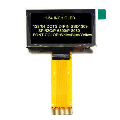 China 1.54 inch SPI I2C 24pin Yellow ssd1309 128x64 OLED display SCREEN for sale