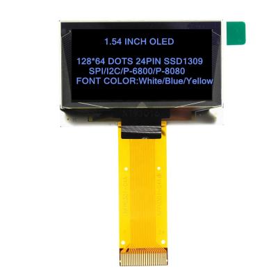 China 1.54 inch SPI I2C 24pin Blue ssd1309 128x64 OLED display SCREEN for sale