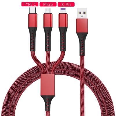 China MP3 / MP4 Player Corrosion Resistant Mobile Micro Charging Data Line 3 In 1 USB Type C Fast Charging Cable for sale