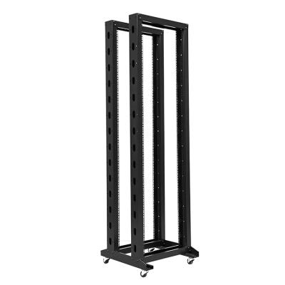 China Standard Network Cable Management Open Frame Rack Enclosure Cabinet 27U 27U Depth Rack Enclosure Cabinet Without Doors And Side Panes Double Open Frame 4-Post Rack for sale