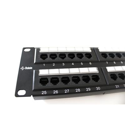 China High Quality RJ45 Server Patch Panel Rack 19 Inches Server Rack Patch Panel Cat5e UTP 48 Left Patch Panel 2U Wiring for sale