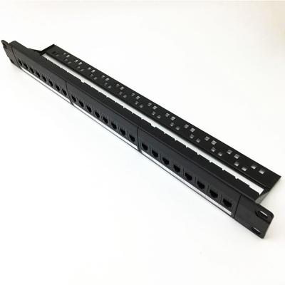 China Blank Panel RJ11 Jack Full Loaded Trapezoidal Patch Panel Patch Panel Cat3 24 Ports Filler Patch Panel Telephone Wiring Systems for sale