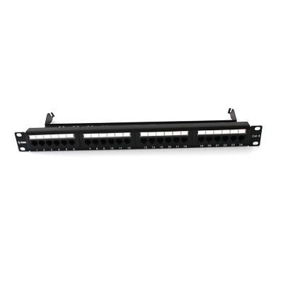 China Network Cabinet 19 Inch 1U Cat5E UTP 1U 24 Port Patch Panel High Quality Rack Mount Patch Panel for sale