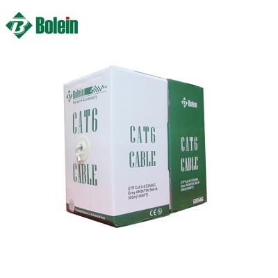 China LAN Cable BOLEIN Gray Color Pure Copper Cat products of network cabling system solution. 6 UTP LAN Cable 305M/BOX for sale