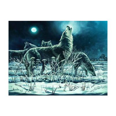 China 2021 CLASSIC short fiber canvas factory direct sale Wolf Diy Diamond Painting animal for home wall decoration for sale