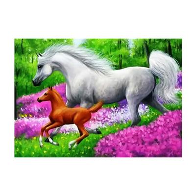 China Wholesale 2021 FOLDER Square Full Round Diamond Artwork Wall Horse Large And Small Diy Short Fiber Canvas Paintings for sale