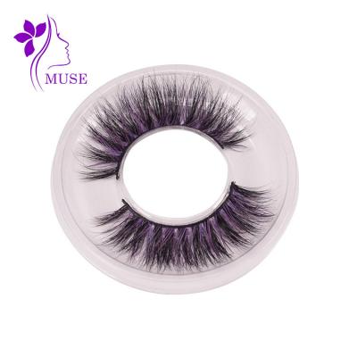 China super slim & 100% Real Soft Fluffy Dramatic Thick Mink Fur Colored Silk Band Lashes Vendor Lashes for sale