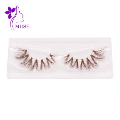 China super slim & 15mm Strip 8mm Full Strip 3D Mink Fur Color Fluffy Eyelashes Soft Real Lashes Wholesaler for sale