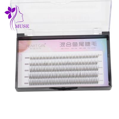 China New Seller Thick Customized Boxes Hair Private Label Lightweight Synthetic Fishtail Grafting False Eyelashes for sale