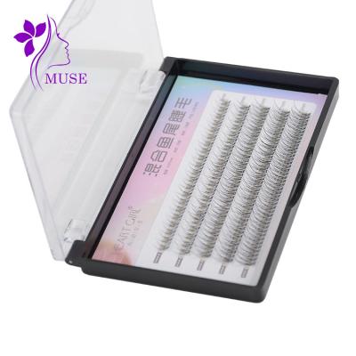 China Best selling thick 0.07MM thick dense fishtail grafting false eyelashes with 3D 5D for sale