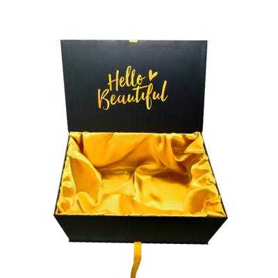 China Wholesale Custom Made Luxury Handmade Matte Black Hot Stamping Logo Magnet Shoe Boxes Gift Basket Magnetic Box With Ribbon Bow For High Heels for sale