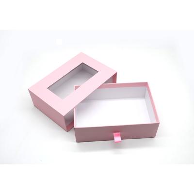 China Luxury Custom Reused Materials Hair Bundle Packaging Box Pink Slide Drawer Hair Extensions Wigs Packaging Boxes With Satin Wig Bag For Bundles for sale