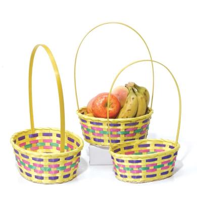 China Sustainable Factory Direct Customized Bamboo Chips Weaving Vintage Handwoven Snacks And Storage Basket for sale