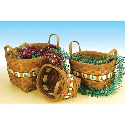 China Wooden Bushell Wood Chips Hanger Home Christmas Decoration Wicker Plant Basket Flower Viable Ball Holder Vase for sale