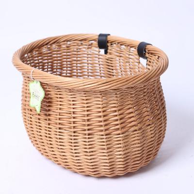 China Sustainable Natural Color Wicker Bicycle Basket Use For Mountain Biking for sale