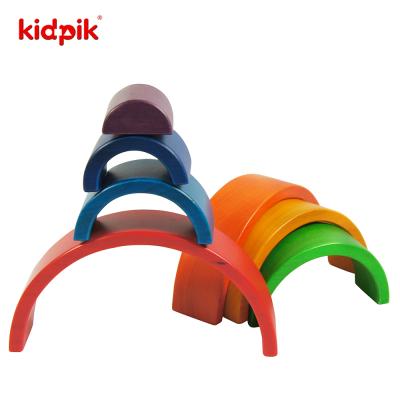 China KIDPIK Educational Toy STEAM 7Pcs Wooden Stacking Rainbow--SMALL Toy Wooden Building Blocks Sets Building Stacking Toys For Children 2021 for sale