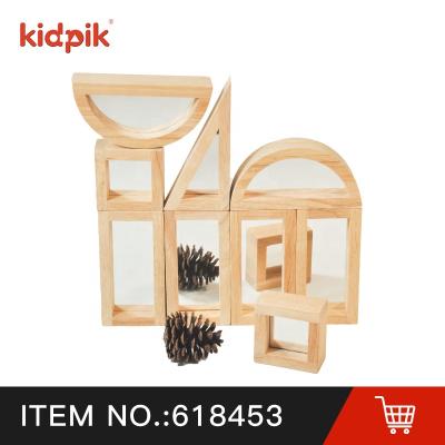 China Construction Toy KIDPIK STEAM Mirror Blocks Building Block 10Pcs Sets Stacking Toy Construction Toy Wooden Intelligent Math Toy for sale