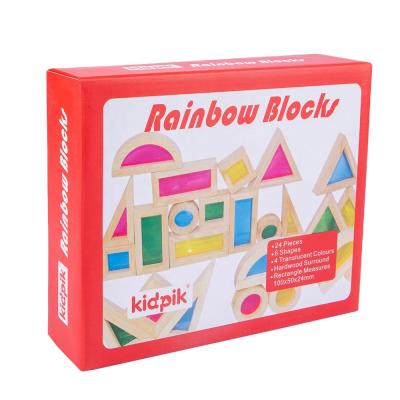 China KIDPIK Educational Toy STEAM Acrylic Rainbow Blocks 24Pcs Wooden Toys 2021 For Kids Stacking Toy Rainbow Stacker Sensory Fidget Toys for sale