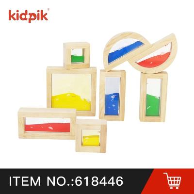 China KIDPIK Building Toy STEAM Sensory Blocks 8Pcs Building Block (Sand Type) Sets Building Blocks For Kids Wooden Rainbow Stacker for sale