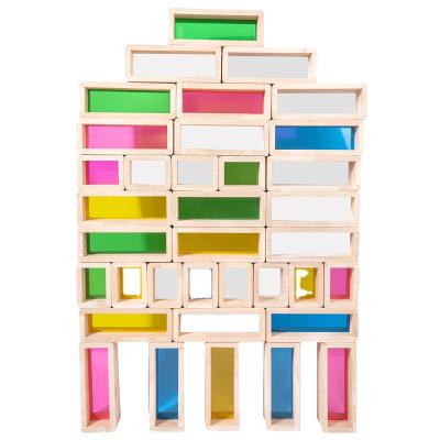 China Educational Toy KIDPIK STEAM Rainbow Wooden Bricks 36Pcs Building Block Sets Stacking Toy Wooden Rainbow Rainbow Stacker for sale