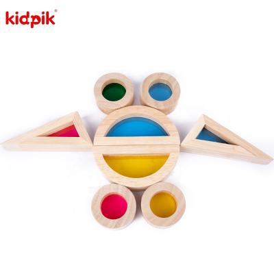 China KIDPIK Building Toy COOK Acrylic Steam Rainbow Blocks 24Pcs Wooden Toys 2021 For Kids Stacking Toy Rainbow Stacker Sensory Fidget Toys for sale