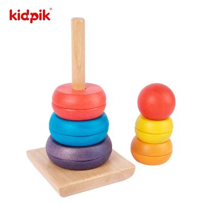 China Building Toy KIDPIK STEAM Wooden Block Tower Stacking Toy Wooden Rainbow Rainbow Stacker Wooden Stacking Rainbow for sale