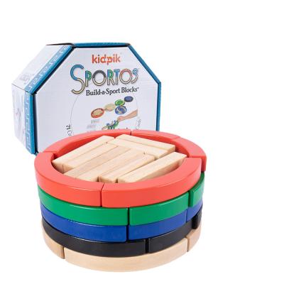 China DIY KIDPIK TOY STEAM Tieramid Sportos Blocks (Rubber Wood +MDF Type) Wooden Toys For Children Stacking Toy Rainbow Stacker Games For Children for sale