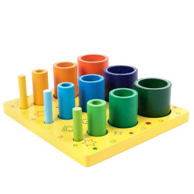 China Building Toy KIDPIK STEAM Nest Stack Cylinders Stacking Toy Sensory Board Logic And Sorter Block Geometry Shape Block Wooden Toy 2022 for sale