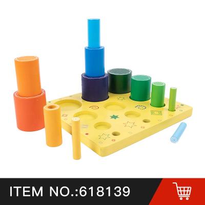 China Building Toy KIDPIK COOK Nest Stack Cylinders Constituent Block Sets Big Game Wooden Toys 2021 Brain Games Rainbow Wood Intelligent Children for sale