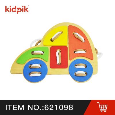 China 2022 Building Toy Factory Building Block Toys Vehicle Blocks With Rope For Children Blocks Toy Kids Hot Sale DIY Block Wood Toys Wooden Toy for sale