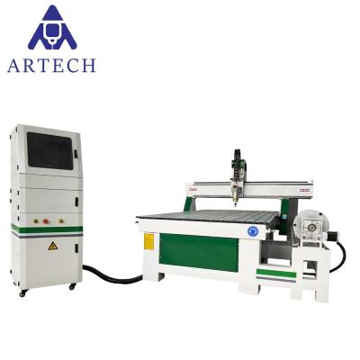 China 1325 Woodworking Machinery Repair Shops 4 Axis Atc Cnc Router Engraving 3d Machine With Customs Service for sale