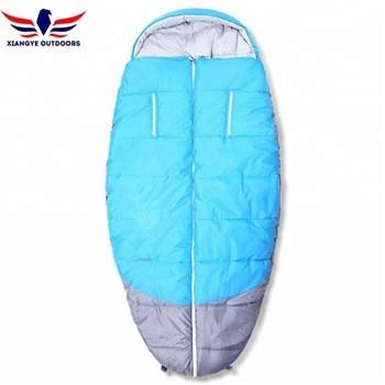 China Two Hands Zip 4 Seasons Oversize Extreme Wide Blue Wearable Sleeping Bag for sale