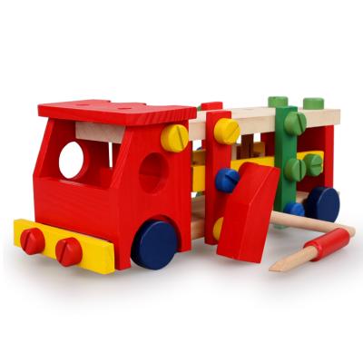 China Educational Toys Toy Disassembly Nut Car Wooden Table Games Knock On Ball Screw Assembly Game For Children Educational Toy for sale