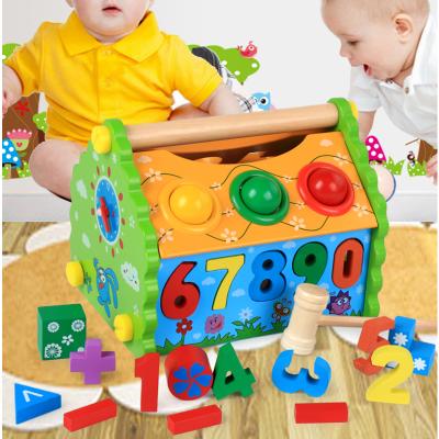 China Educational Toys Wooden Toys for Children Disassembly Wisdom House Combination Building Block Digital Shape Knowledge Child Knocking Ball Puzzle for sale