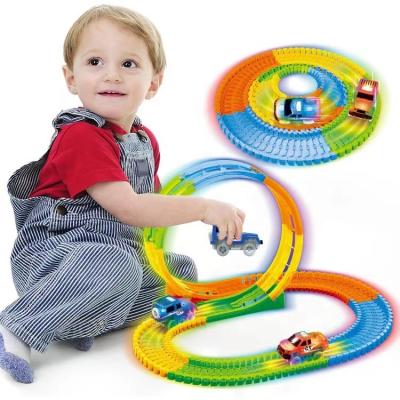 China Slot Toy Free Sample High Quality Kids Plastic Track Building Block Toy Car Track Toy With Noctilucence for sale