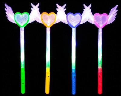 China Plastic Light Up Magic Wand Princess Birthday Halloween Gifts Led Wand Heart Angel Wings Flashing For Girl Magic Wand for sale