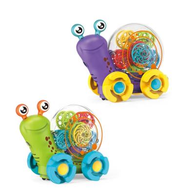 China New Lightweight Design 360 Degree Rotate Electric Snail Crawling Toy with Flashing Light Music Projection for sale