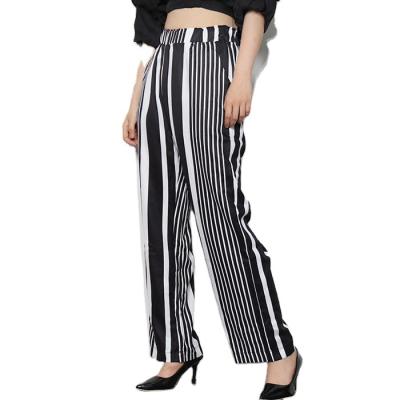 China Amazon Hot Sale Custom Made Chiffon Pants Striped Anti-pilling Skirt Pants Ladies Dressing Pants for sale