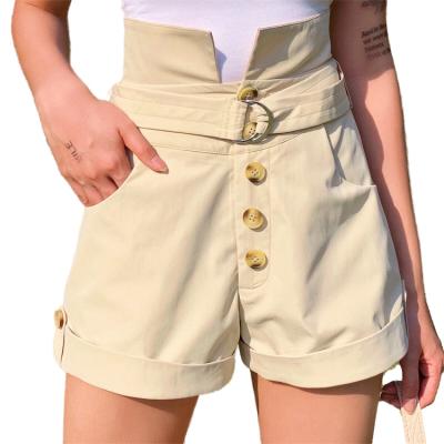 China QUICK DRY Fashion Women's Casual Shorts Plus Size Loose High Waist Belt Buckle Shorts Women Short Pants for sale