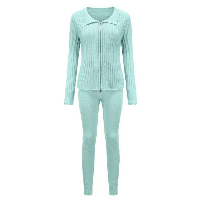 China Anti-pilling 2021 foreign trade hot-selling women's new fashion two-piece suits long-sleeved sweater suit for sale