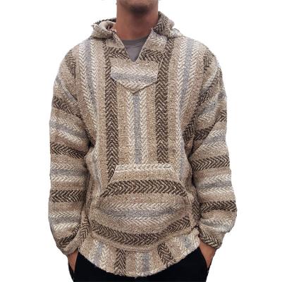 China New Super Breathable Style Blended Coat Ethnic Wool Striped Sweatshirt Dalian Hat Sweater Retro for sale