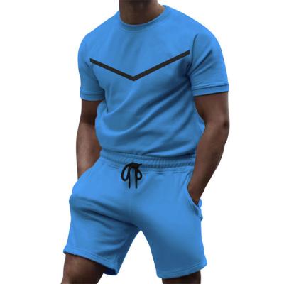 China Hot Selling Anti-wrinkle Sports Short Sleeve Round Neck Casual Comfortable Men's Plain 100% Cotton T-shirt Suit for sale