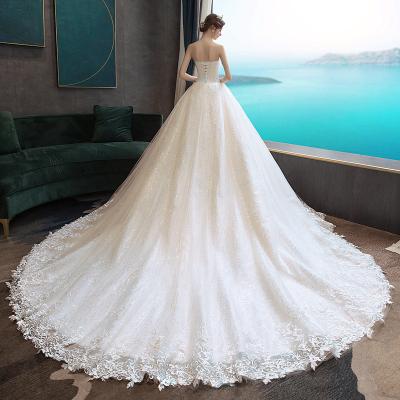 China 2021 new breathable elegant tail bride's wedding dress slim white light wedding dress wedding dress for sale