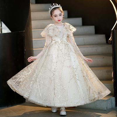 China 2022 New Arrivals Children's Long Sleeve Party Clothin Long Sleeve Crystal Sequin Flower Girls' Dresses for sale