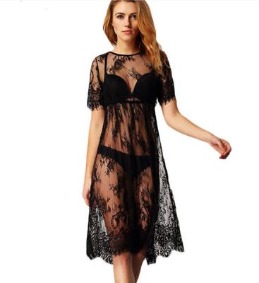 China Anti-wrinkle women's beach club cheap perspective dress hot ladies lace up sexy swimsuit blouse casual outfits for sale