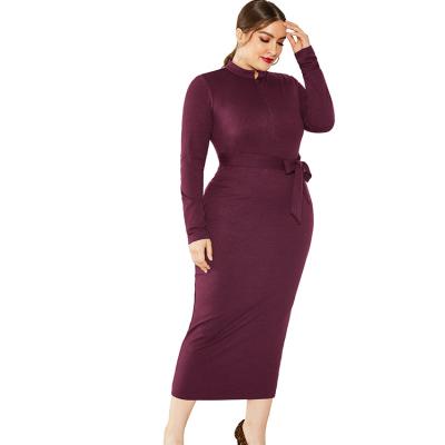 China Anti-Wrinkle Women's Winter Sweater Dress Ladies Tunic Knitting Plus Size Casual Outfits Maxis for sale