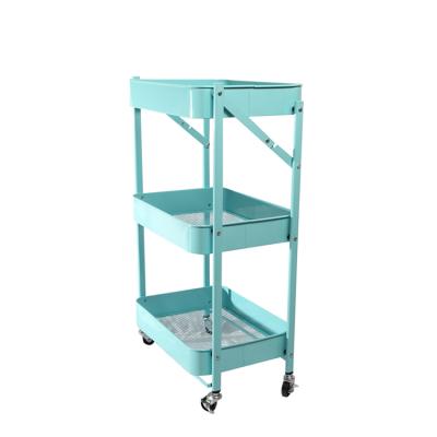 China Morden 3 Layers Cart Luxury Movable Household Salon Medical Toy Box Trolleys Cart Organizer Nordic Corner Storage Cart for sale