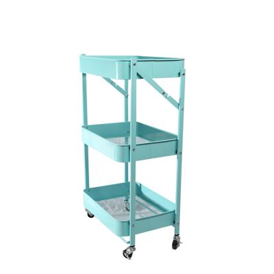 China Save Space Trolley Cart With Four Wheels Storage Gap Rack Tool Small Foldable Kitchen Utility Organizer for sale